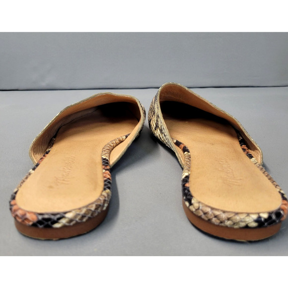 Madewell Shoes Womens Size 7.5 Snake Print Pointed Toe Mule Flats Slip-On Boho - Picture 7 of 12